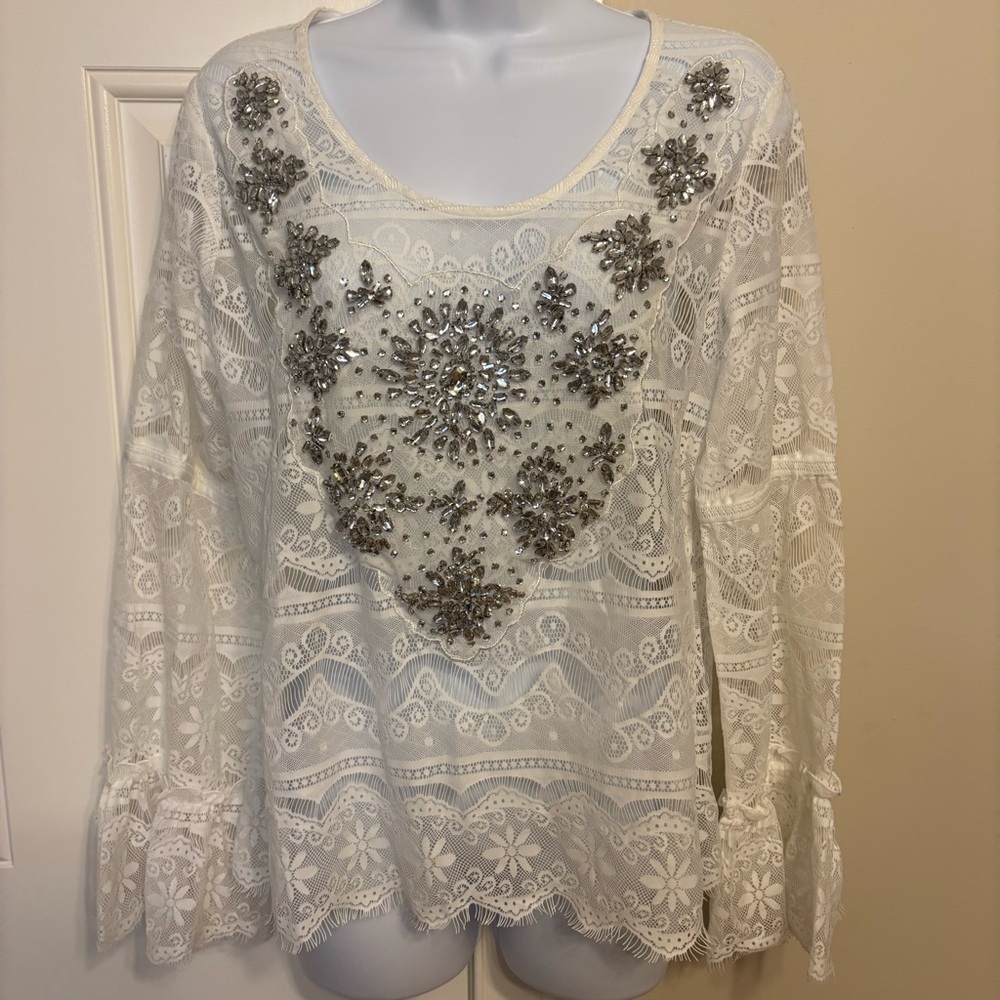 Boston Proper Sparkly Lace Top